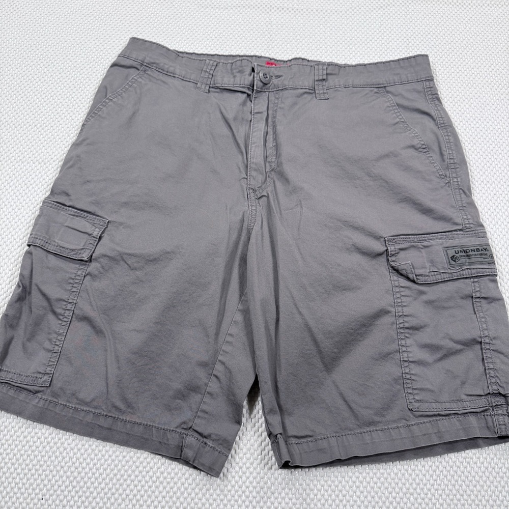 Unionbay Men's Cargo Shorts Size 36 Gray Stretch Cotton Utility Casual